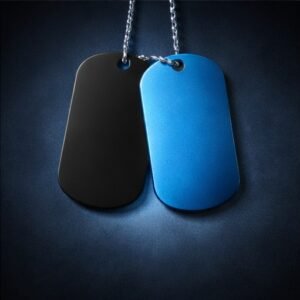 Black and Blue Aluminum Tag